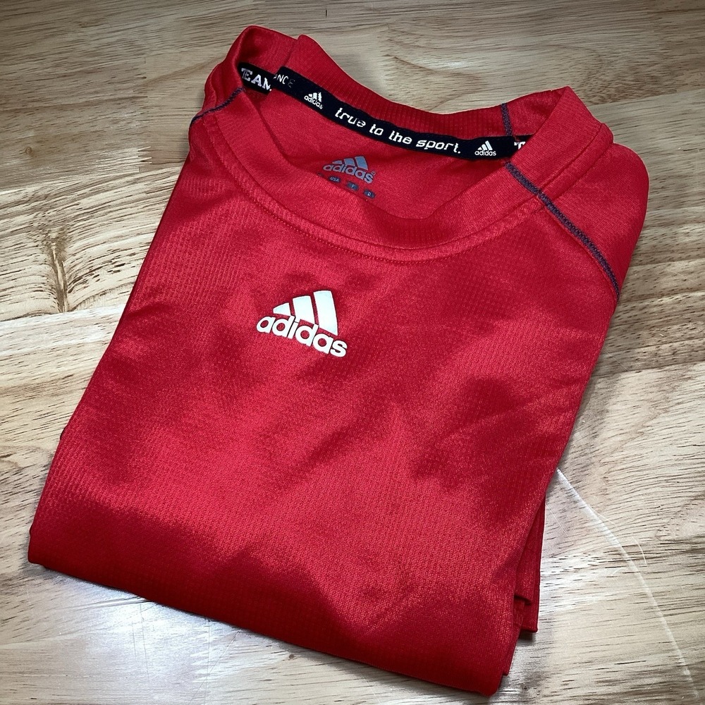 Mens Adidas Performance Short Sleeve Top- Red- Large